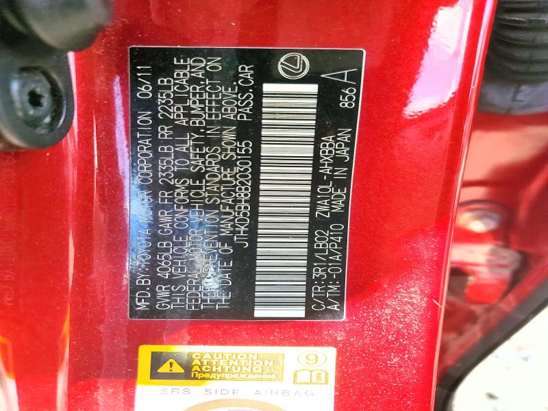 Aukcja sprzedaży 2011 Lexus Ct, vin: JTHKD5BH8B2030155, numer aukcji: 69712946