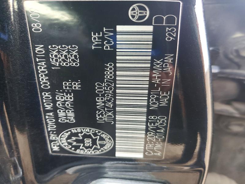 Продаж на аукціоні авто 2010 Toyota Yaris, vin: JTDKT4K39A5278866, номер лоту: 70089516