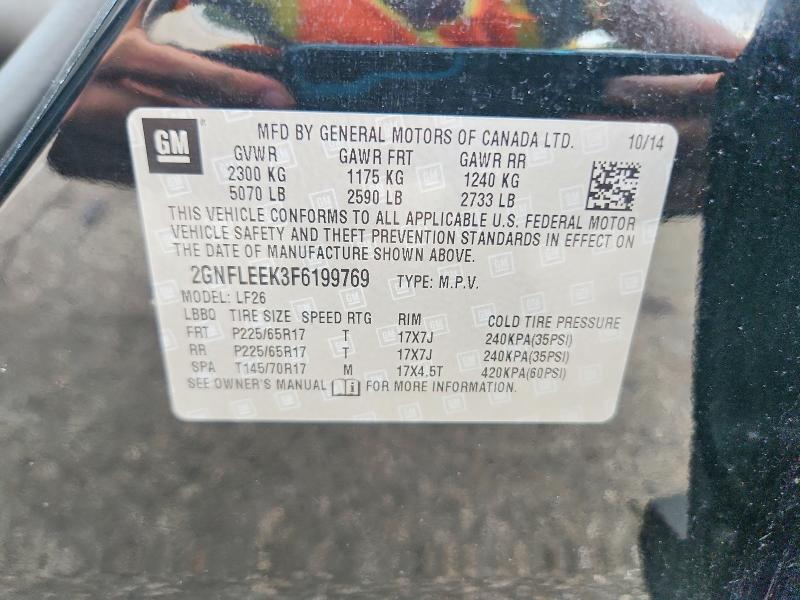 Продаж на аукціоні авто 2015 Chevrolet Equinox, vin: 2GNFLEEK3F6199769, номер лоту: 69221806