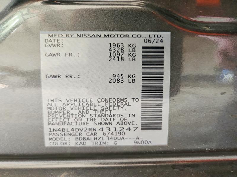 Продаж на аукціоні авто 2024 Nissan Altima, vin: 1N4BL4DV2RN431247, номер лоту: 69724016