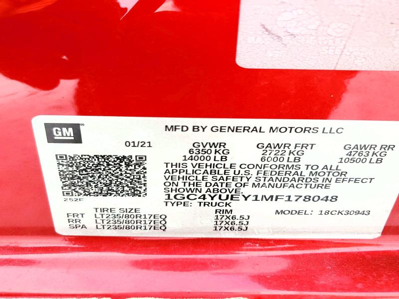 Продажа на аукционе авто 2021 Chevrolet Silverado, vin: 1GC4YUEY1MF178048, номер лота: 69727716