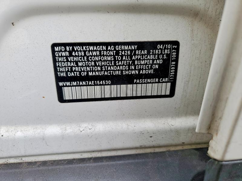 Aukcja sprzedaży 2010 Volkswagen Passat, vin: WVWJM7AN7AE154530, numer aukcji: 69682086