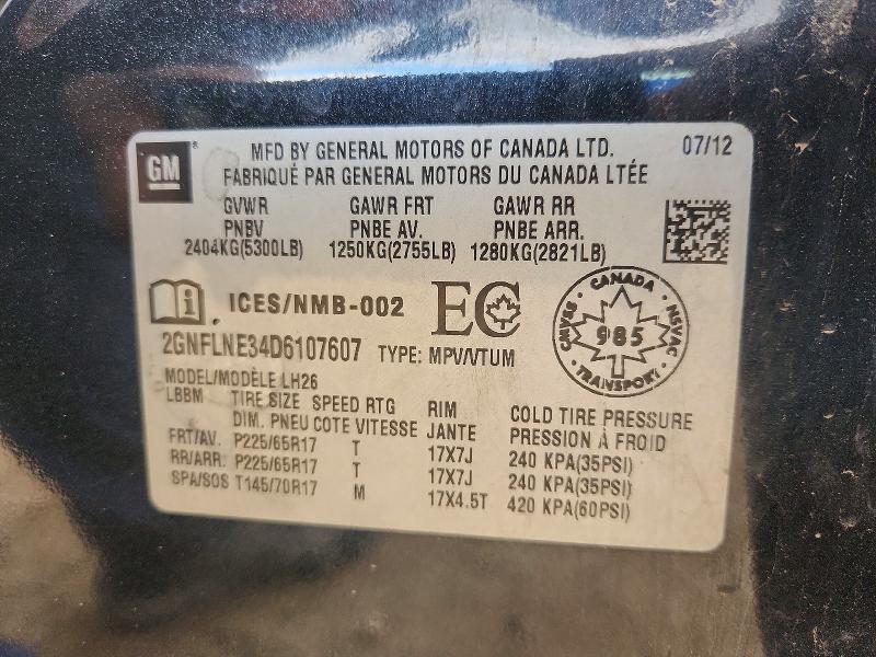 2013 Chevrolet Equinox მანქანა იყიდება აუქციონზე, vin: 2GNFLNE34D6107607, აუქციონის ნომერი: 67689976