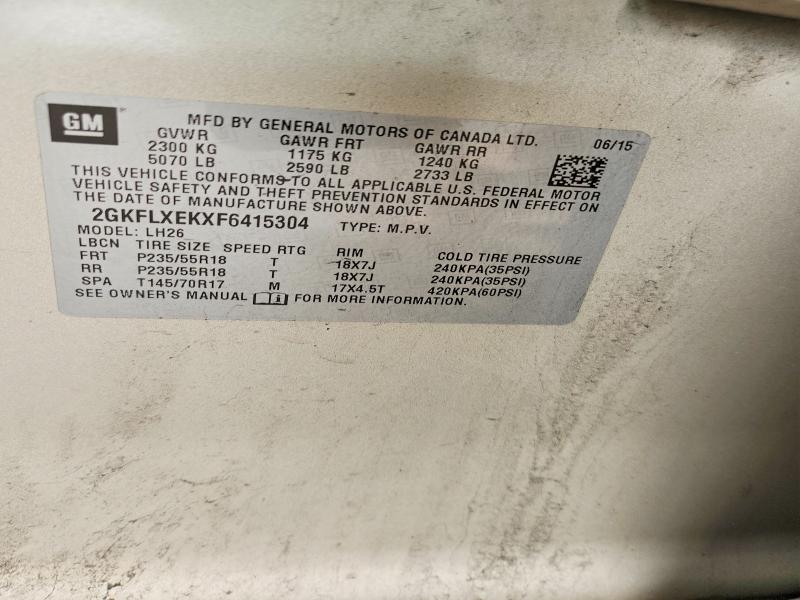2015 Gmc Terrain მანქანა იყიდება აუქციონზე, vin: 2GKFLXEKXF6415304, აუქციონის ნომერი: 70885156