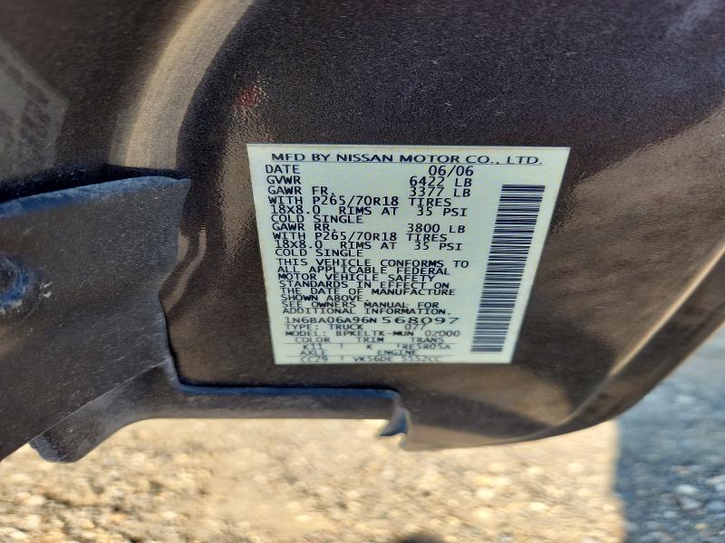 Aukcja sprzedaży 2006 Nissan Titan, vin: 1N6BA06A96N568097, numer aukcji: 68797326