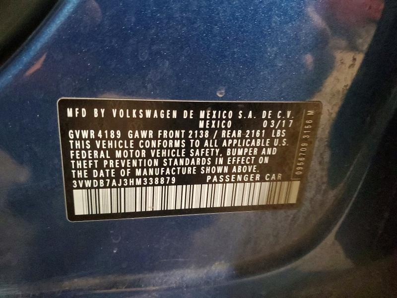 Aukcja sprzedaży 2017 Volkswagen Jetta, vin: 3VWDB7AJ3HM338879, numer aukcji: 68637756