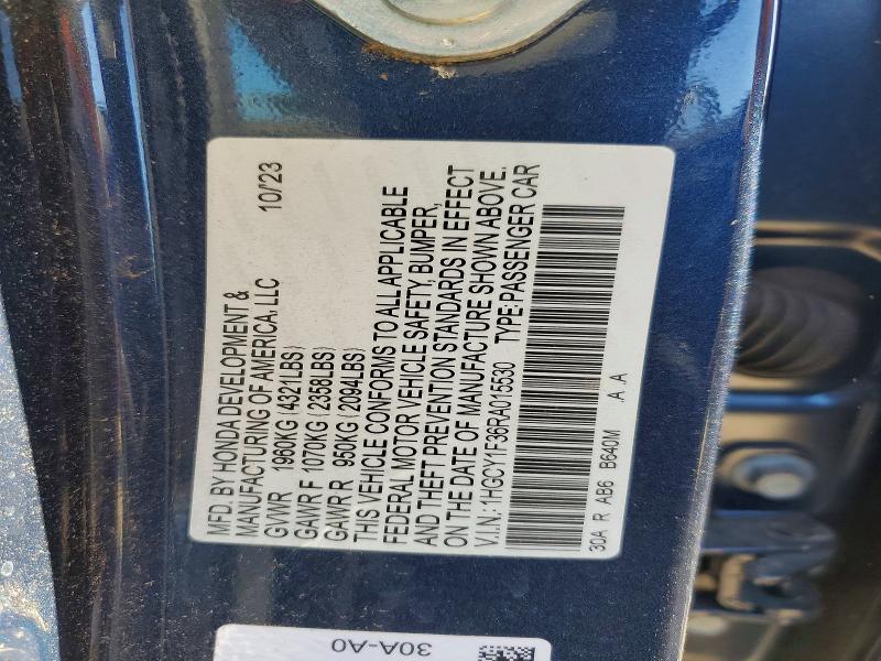 Продаж на аукціоні авто 2024 Honda Accord, vin: 1HGCY1F36RA015530, номер лоту: 70047176