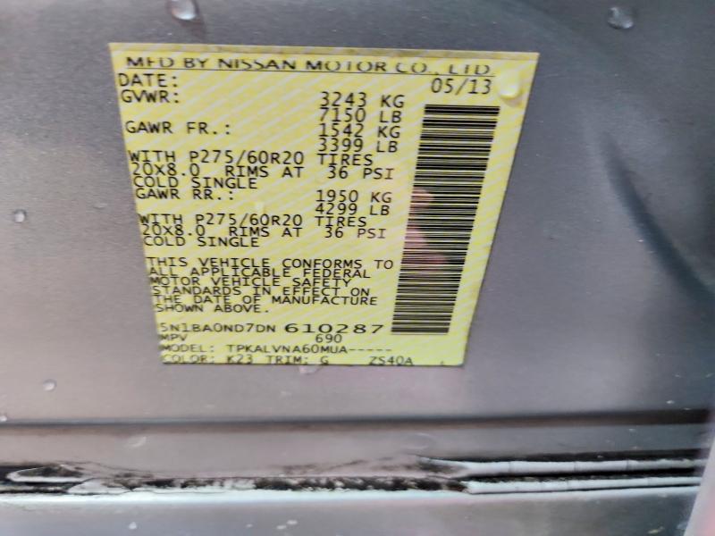 Продажа на аукционе авто 2013 Nissan Armada, vin: 5N1BA0ND7DN610287, номер лота: 68574586