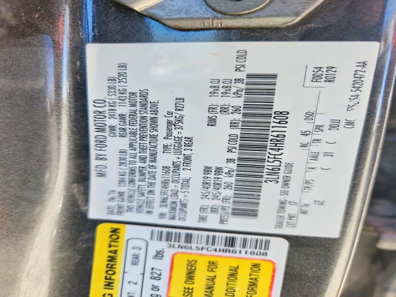 Продаж на аукціоні авто 2017 Lincoln Mkz, vin: 3LN6L5FC4HR611608, номер лоту: 68759246