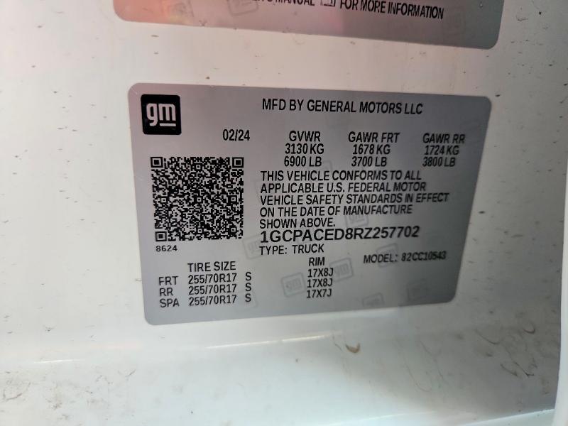 69740286 :رقم المزاد ، 1GCPACED8RZ257702 vin ، 2024 Chevrolet Silverado مزاد بيع