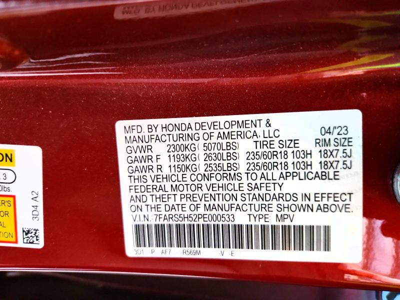 Продаж на аукціоні авто 2023 Honda Cr-v, vin: 7FARS5H52PE000533, номер лоту: 69818276