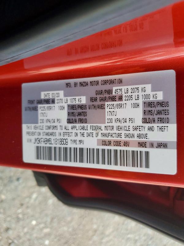 Продаж на аукціоні авто 2020 Mazda Cx-5, vin: JM3KFABM6L1818609, номер лоту: 70287876