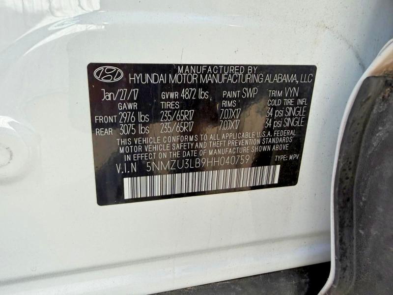 Продаж на аукціоні авто 2017 Hyundai Santa Fe Sport, vin: 5NMZU3LB9HH040759, номер лоту: 71093686