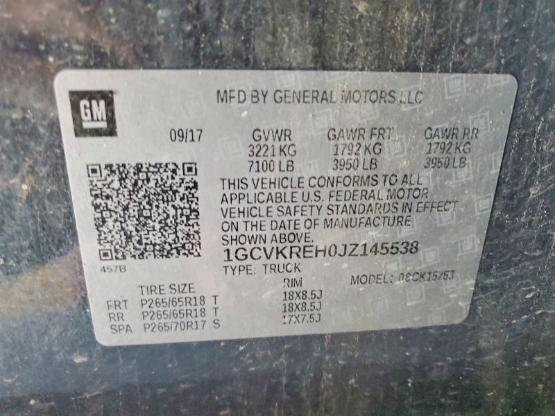 Продажа на аукционе авто 2018 Chevrolet Silverado, vin: 1GCVKREH0JZ145538, номер лота: 69948576