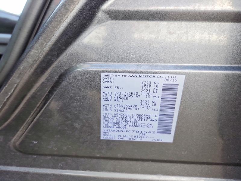 Продаж на аукціоні авто 2015 Nissan Pathfinder, vin: 5N1AR2MN2FC701542, номер лоту: 68590116