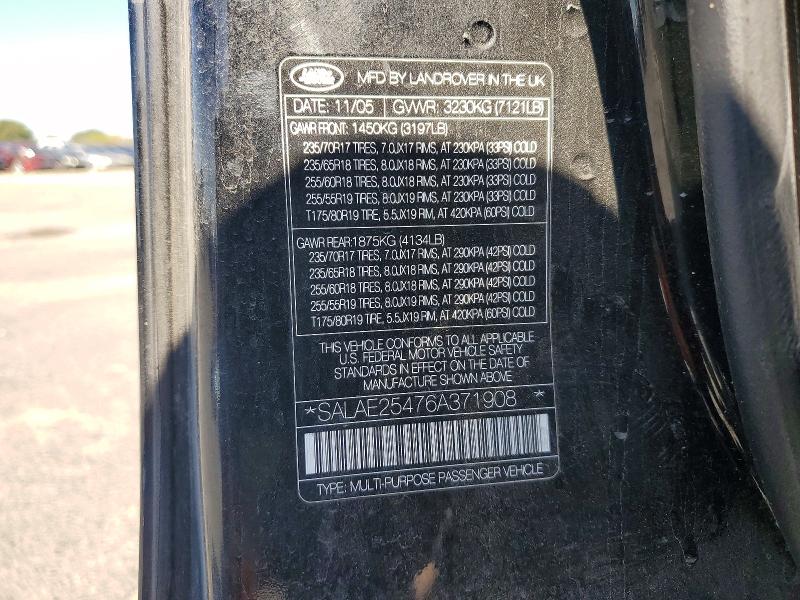 Aukcja sprzedaży 2006 Land Rover Lr3, vin: SALAE25476A371908, numer aukcji: 67694756