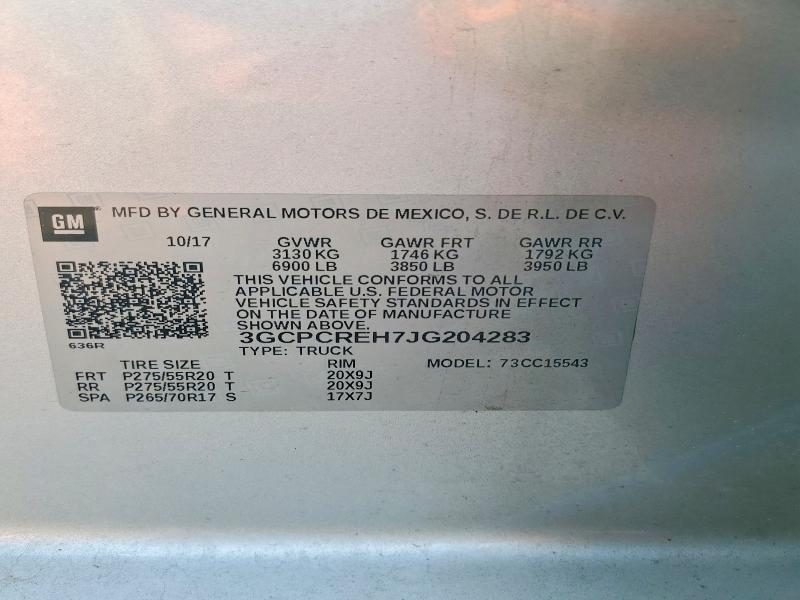 69926336 :رقم المزاد ، 3GCPCREH7JG204283 vin ، 2018 Chevrolet Silverado مزاد بيع