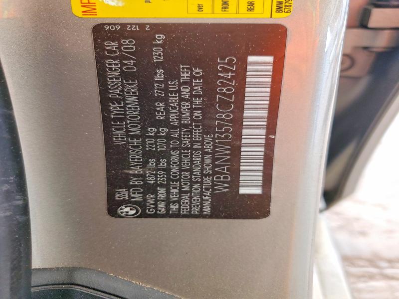 66857976 :رقم المزاد ، WBANW13578CZ82425 vin ، 2008 Bmw 535 مزاد بيع