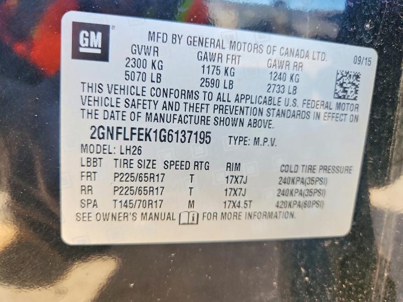 Aukcja sprzedaży 2016 Chevrolet Equinox, vin: 2GNFLFEK1G6137195, numer aukcji: 67446936