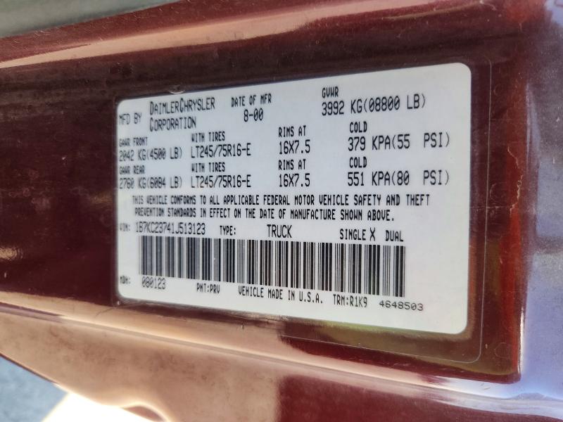 Продаж на аукціоні авто 2001 Dodge Ram 2500, vin: 1B7KC23741J513123, номер лоту: 67652806