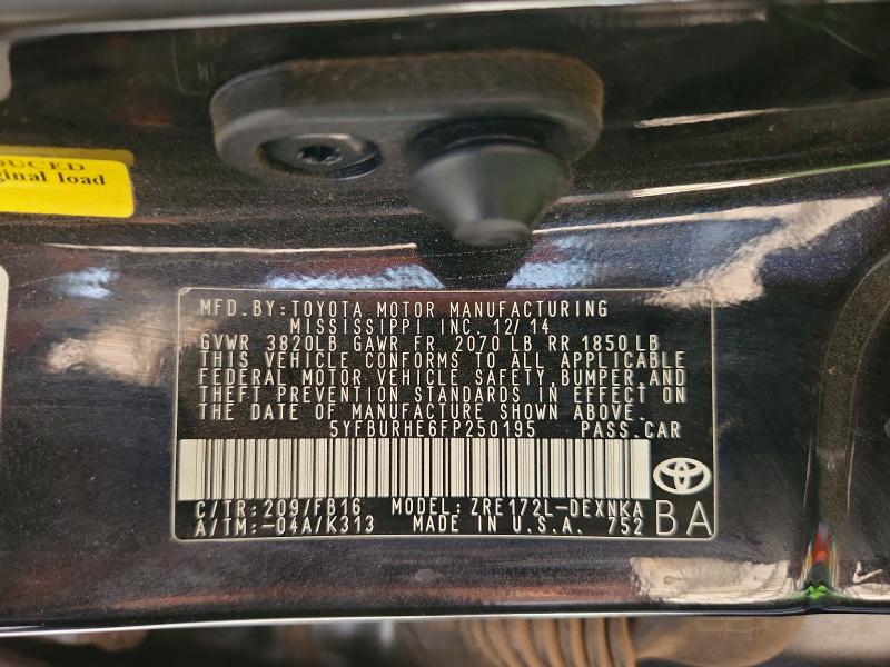 Продаж на аукціоні авто 2015 Toyota Corolla, vin: 5YFBURHE6FP250195, номер лоту: 69093186