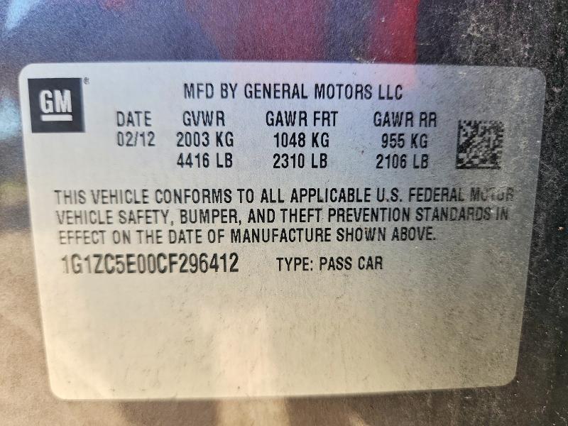 Aukcja sprzedaży 2012 Chevrolet Malibu, vin: 1G1ZC5E00CF296412, numer aukcji: 67375956