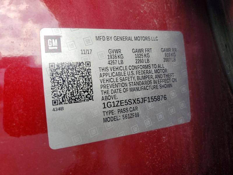 Aukcja sprzedaży 2018 Chevrolet Malibu, vin: 1G1ZE5SX5JF155876, numer aukcji: 68070346