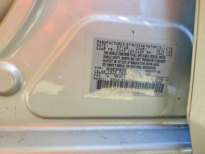 67004356 :رقم المزاد ، 3N1AB7AP4KY202452 vin ، 2019 Nissan Sentra مزاد بيع