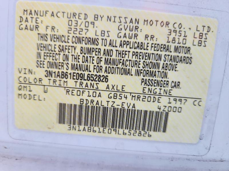 68596746 :رقم المزاد ، 3N1AB61E09L652826 vin ، 2009 Nissan Sentra مزاد بيع