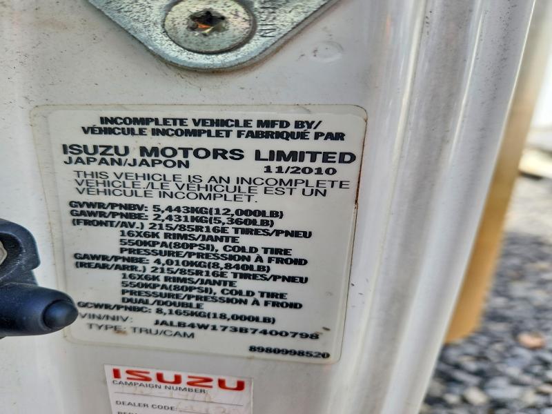 2011 Isuzu Npr-hd მანქანა იყიდება აუქციონზე, vin: JALB4W173B7400798, აუქციონის ნომერი: 63204276