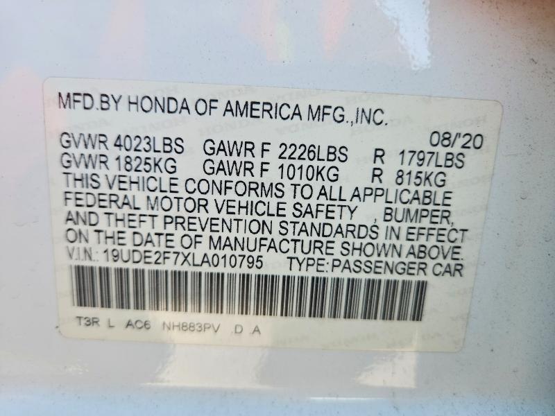 2020 Acura Ilx მანქანა იყიდება აუქციონზე, vin: 19UDE2F7XLA010795, აუქციონის ნომერი: 69852436