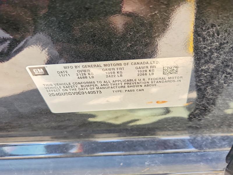 2012 Buick Regal მანქანა იყიდება აუქციონზე, vin: 2G4GU5GV0C9140573, აუქციონის ნომერი: 71512046
