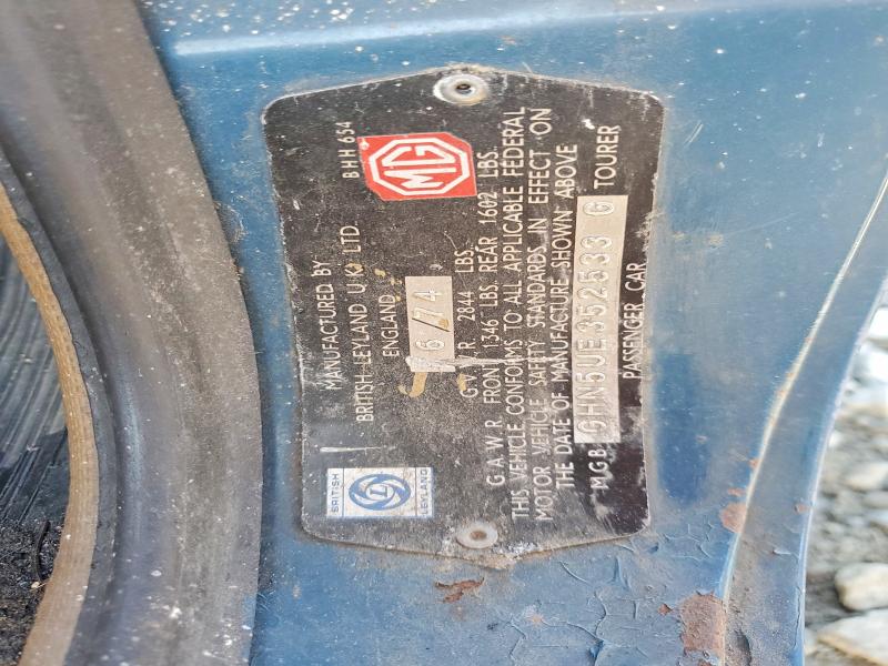 Aukcja sprzedaży 1974 Mg Mgb, vin: GHN5UE352533G, numer aukcji: 68437106