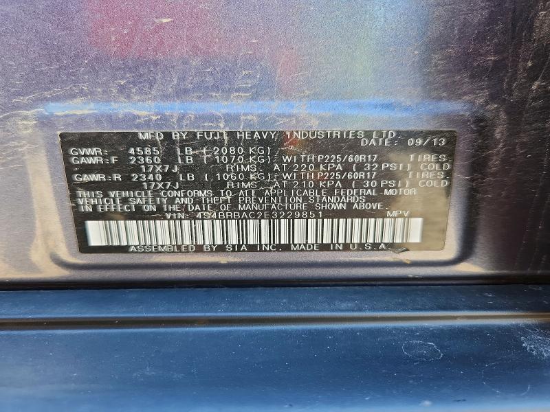 Продажа на аукционе авто 2014 Subaru Outback, vin: 4S4BRBAC2E3229851, номер лота: 70442076