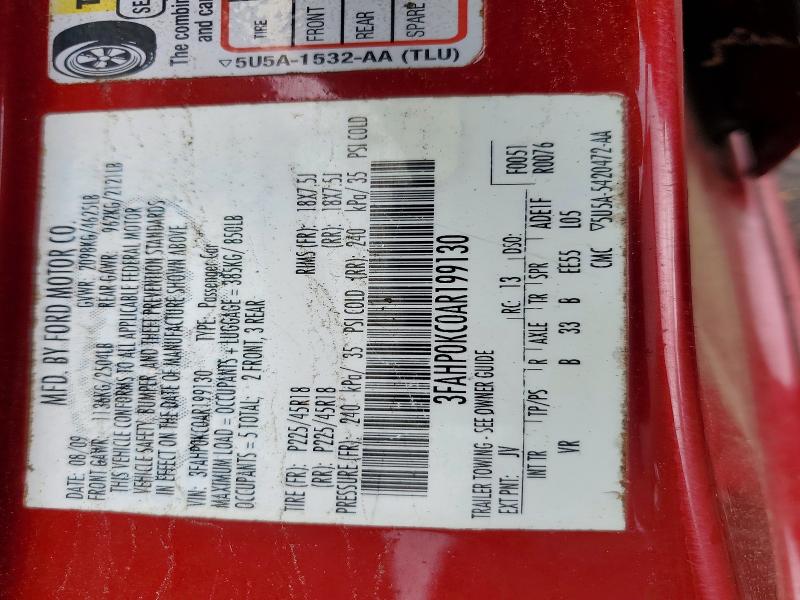 Auction sale of the 2010 Ford Fusion, vin: 3FAHP0KC0AR199130, lot number: 66853526