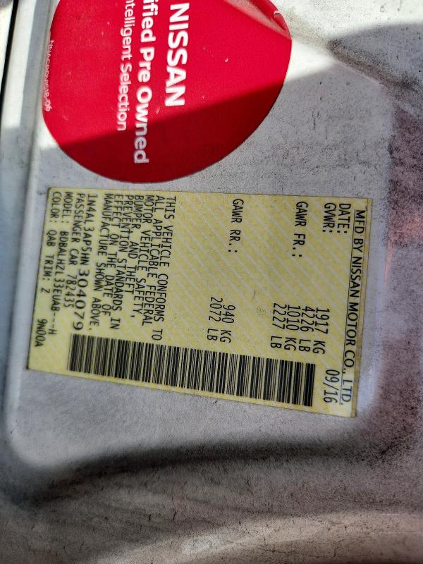 70926016 :رقم المزاد ، 1N4AL3AP5HN304079 vin ، 2017 Nissan Altima مزاد بيع