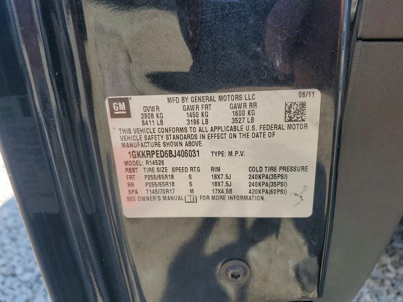 67872766 :رقم المزاد ، 1GKKRPED6BJ406031 vin ، 2011 Gmc Acadia مزاد بيع