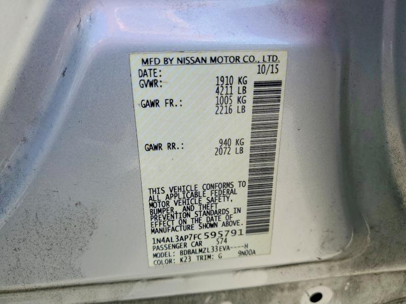 Продаж на аукціоні авто 2015 Nissan Altima, vin: 1N4AL3AP7FC595791, номер лоту: 67032016