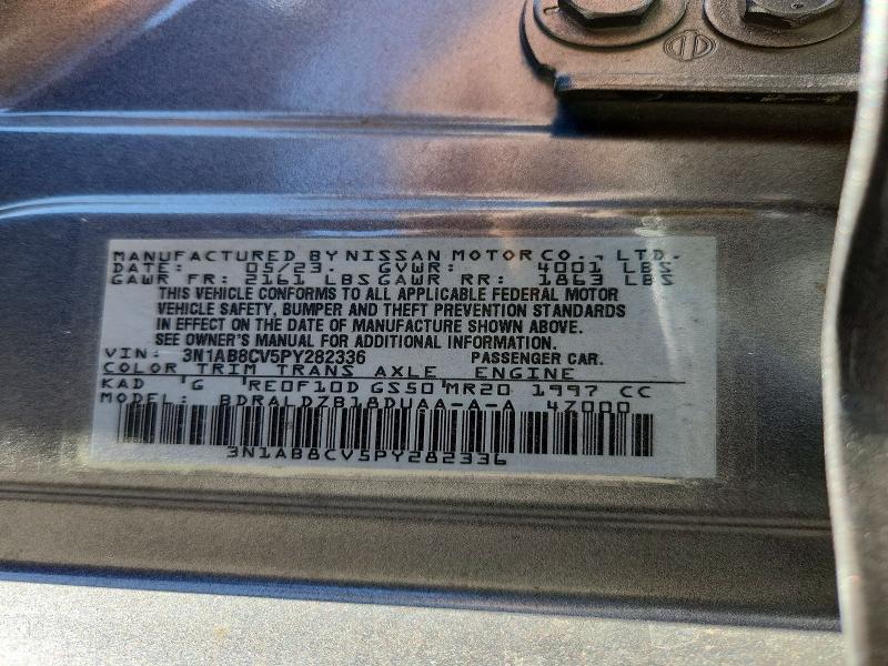 2023 Nissan Sentra მანქანა იყიდება აუქციონზე, vin: 3N1AB8CV5PY282336, აუქციონის ნომერი: 67404566