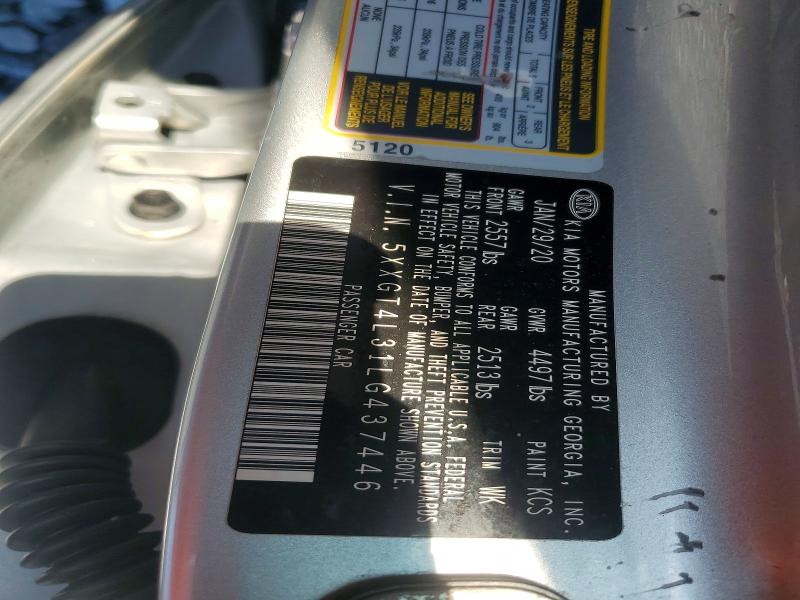 2020 Kia Optima მანქანა იყიდება აუქციონზე, vin: 5XXGT4L31LG437446, აუქციონის ნომერი: 67998906