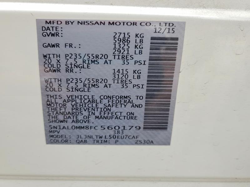 Продажа на аукционе авто 2015 Infiniti Qx60, vin: 5N1AL0MM8FC560179, номер лота: 67205836
