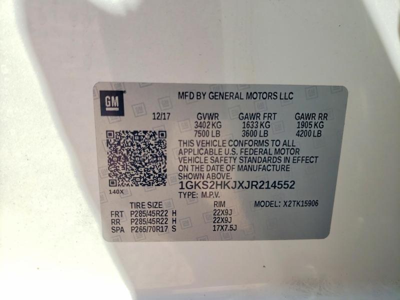 66935676 :رقم المزاد ، 1GKS2HKJXJR214552 vin ، 2018 Gmc Yukon Xl مزاد بيع