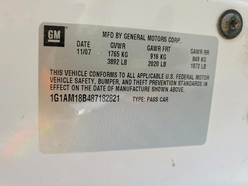 Auction sale of the 2008 Chevrolet Cobalt, vin: 1G1AM18B487182821, lot number: 69058416