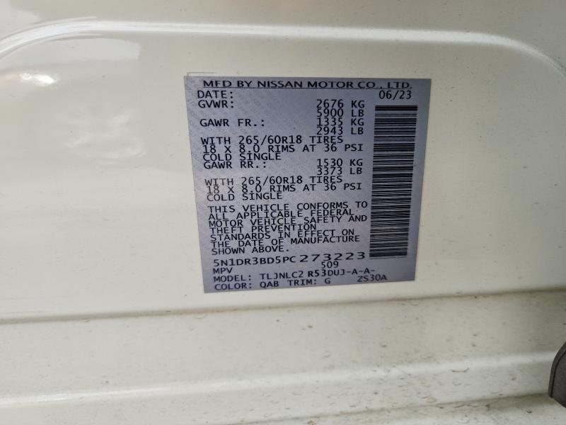 69692036 :رقم المزاد ، 5N1DR3BD5PC273223 vin ، 2023 Nissan Pathfinder مزاد بيع