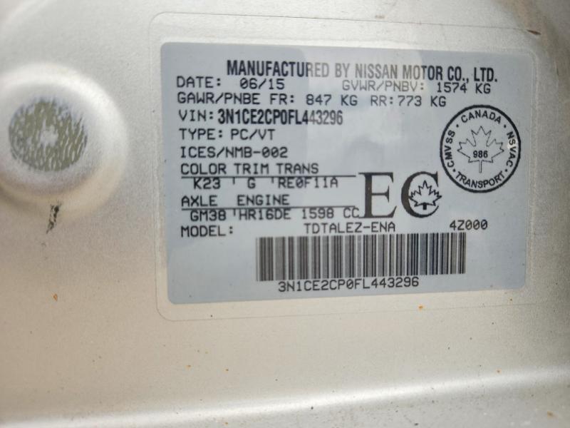 Aukcja sprzedaży 2015 Nissan Versa Note, vin: 3N1CE2CP0FL443296, numer aukcji: 69098556