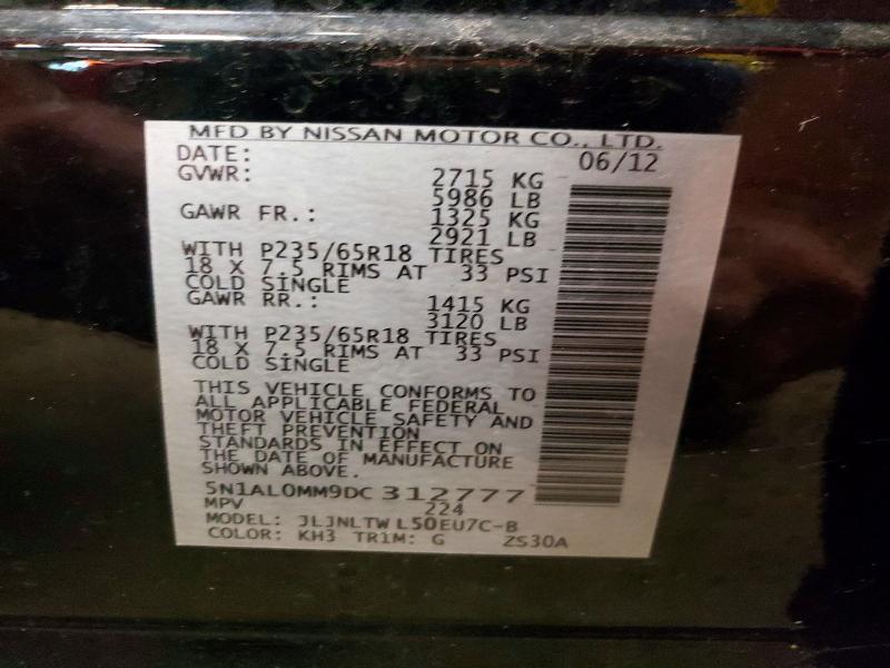 Aukcja sprzedaży 2013 Infiniti Jx35, vin: 5N1AL0MM9DC312777, numer aukcji: 70567296
