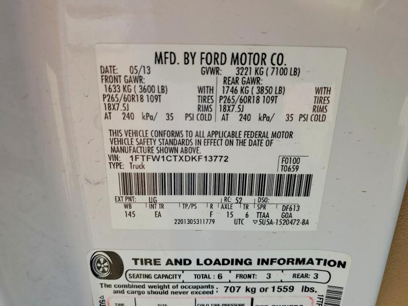 Aukcja sprzedaży 2013 Ford F150, vin: 1FTFW1CTXDKF13772, numer aukcji: 68867366