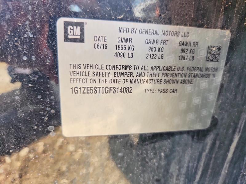 66975036 :رقم المزاد ، 1G1ZE5ST0GF314082 vin ، 2016 Chevrolet Malibu مزاد بيع