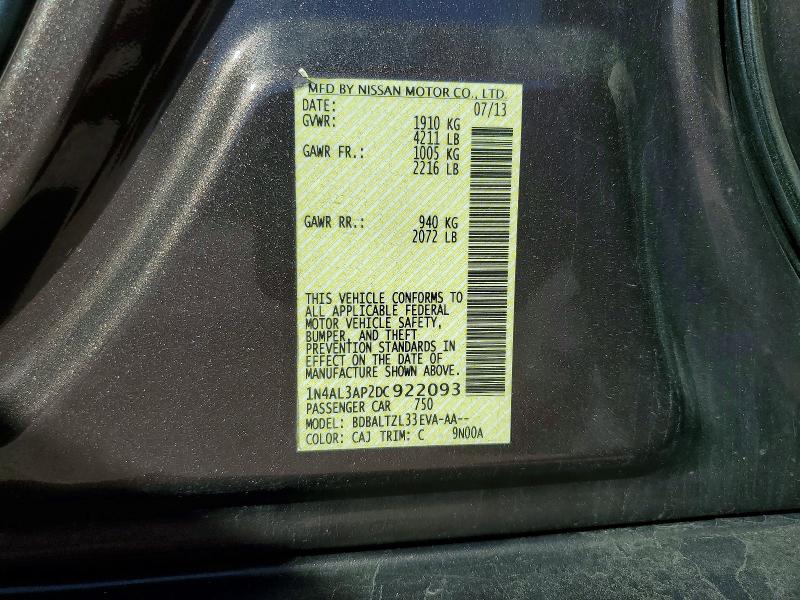 Продаж на аукціоні авто 2013 Nissan Altima, vin: 1N4AL3AP2DC922093, номер лоту: 70341366