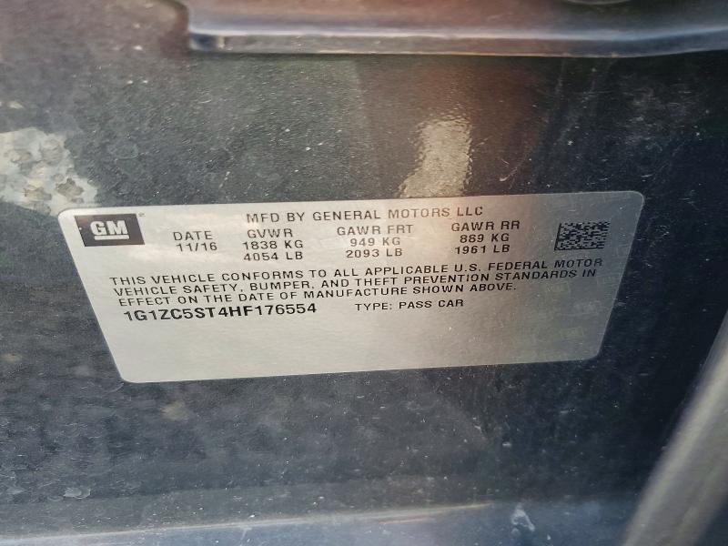 65930976 :رقم المزاد ، 1G1ZC5ST4HF176554 vin ، 2017 Chevrolet Malibu مزاد بيع